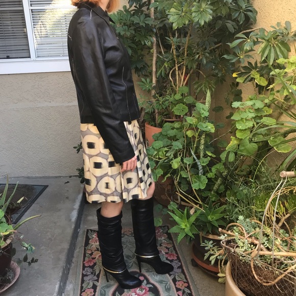 Black Sergio Rossi pull on leather boots in box